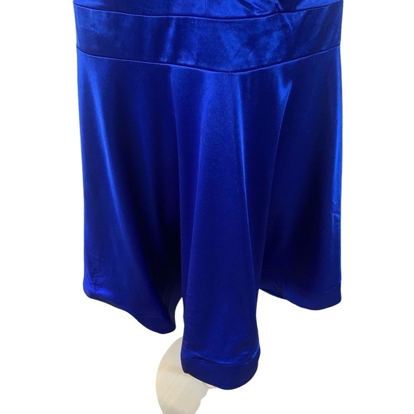 Teeze Me New With Tags Size 18 Blue Satin Cocktail A-Line Party Dress - Picture 5 of 13